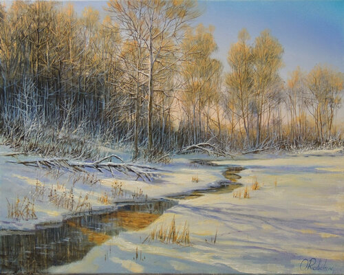 Sunny Winter by Oleg Riabchuk, Painting for Sale on Select