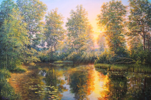 The Quiet Hour by Oleg Riabchuk, Painting for Sale on Select
