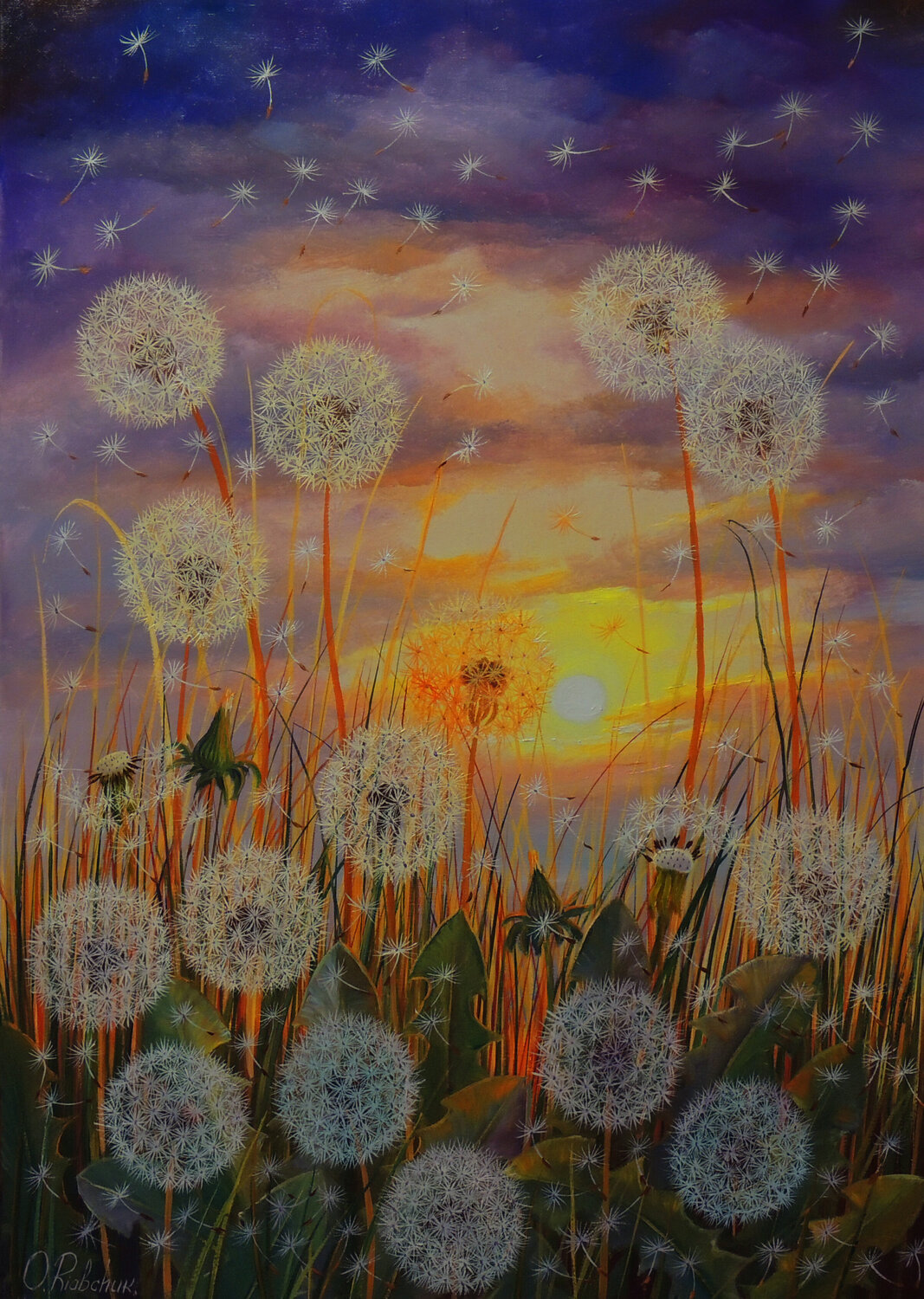 Evening Magic. Flowers Oleg Riabchuk Original painting for sale