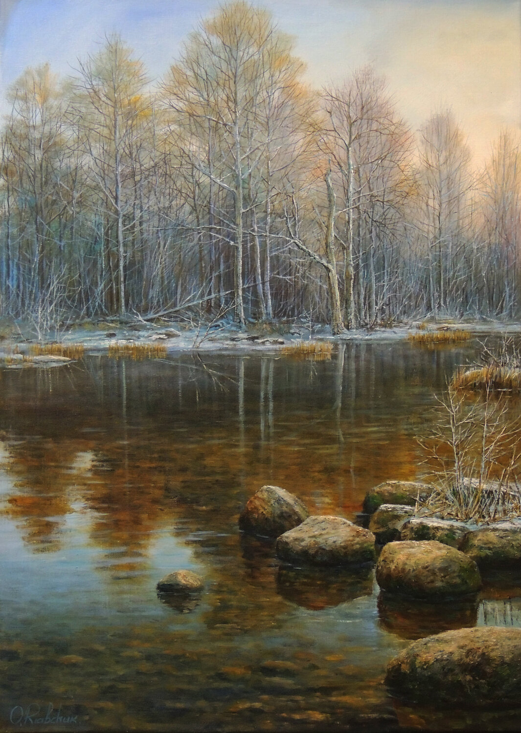 Frosted Stones Oleg Riabchuk Original painting for sale