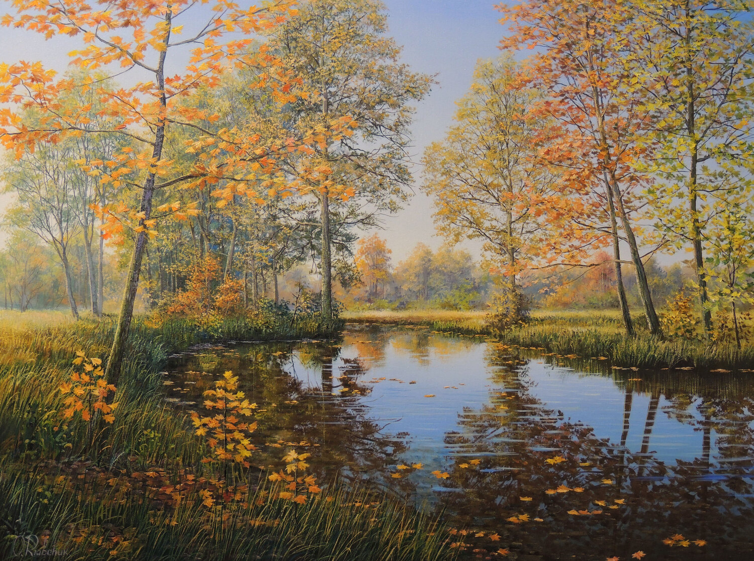 Season of Falling Leaves Oleg Riabchuk Original painting for sale