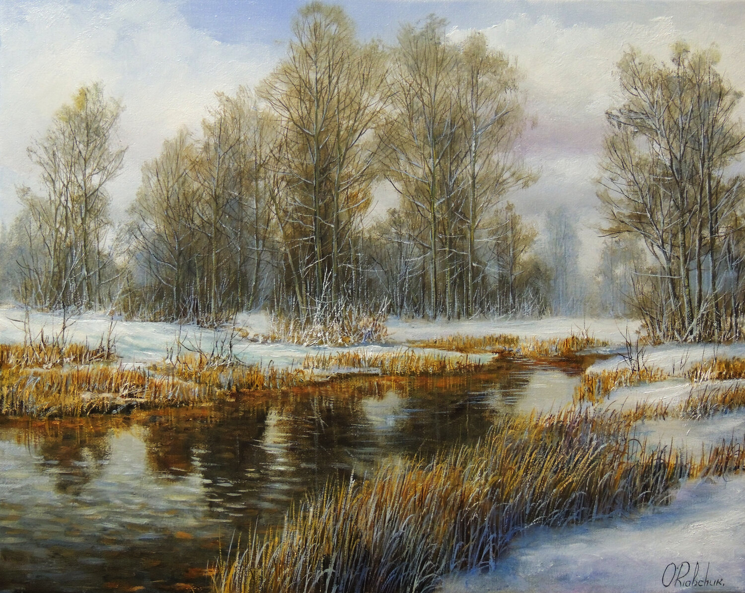 A River Never Sleeps Oleg Riabchuk Original painting for sale