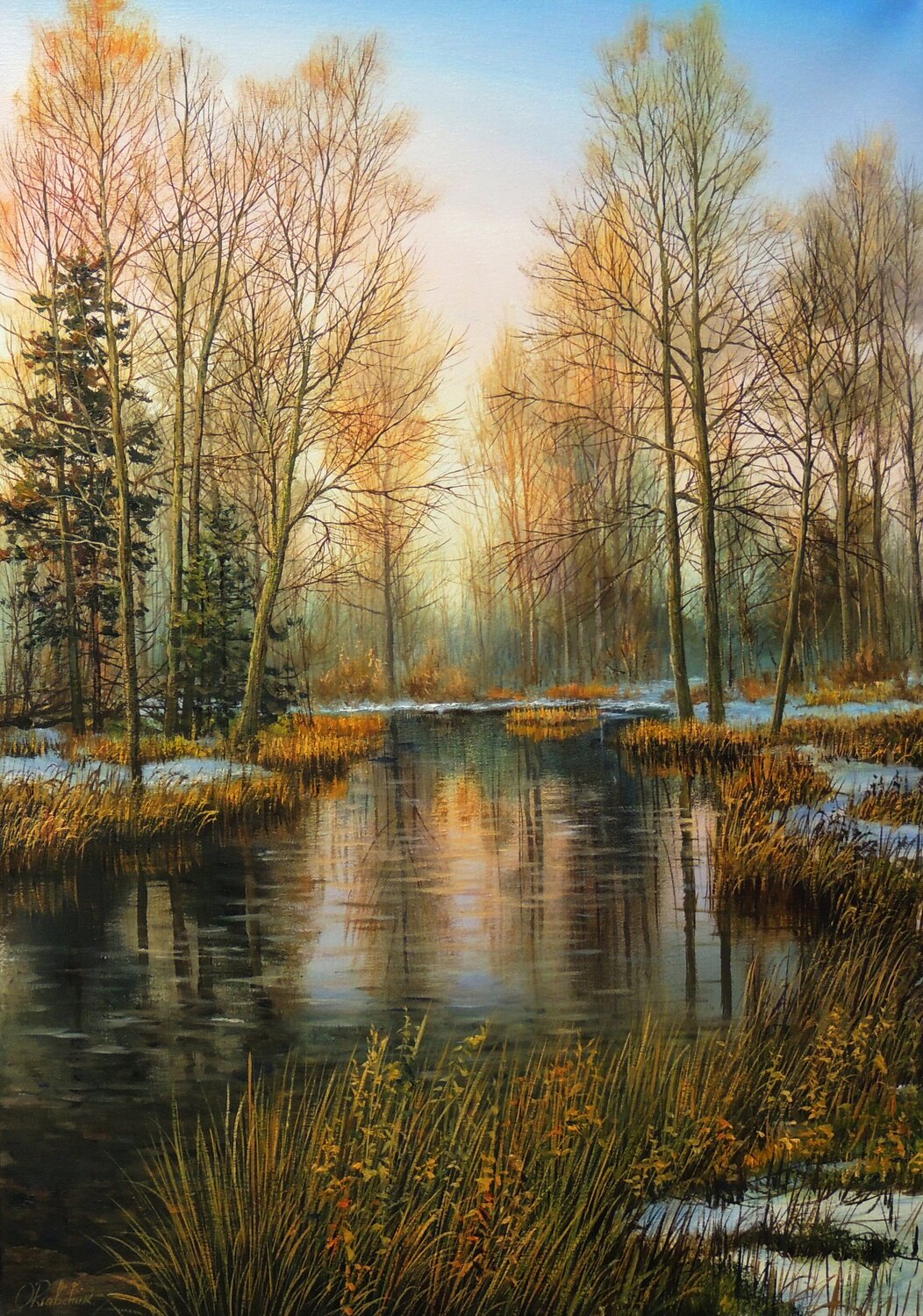 Where Ice Turns to Water Oleg Riabchuk Original painting for sale