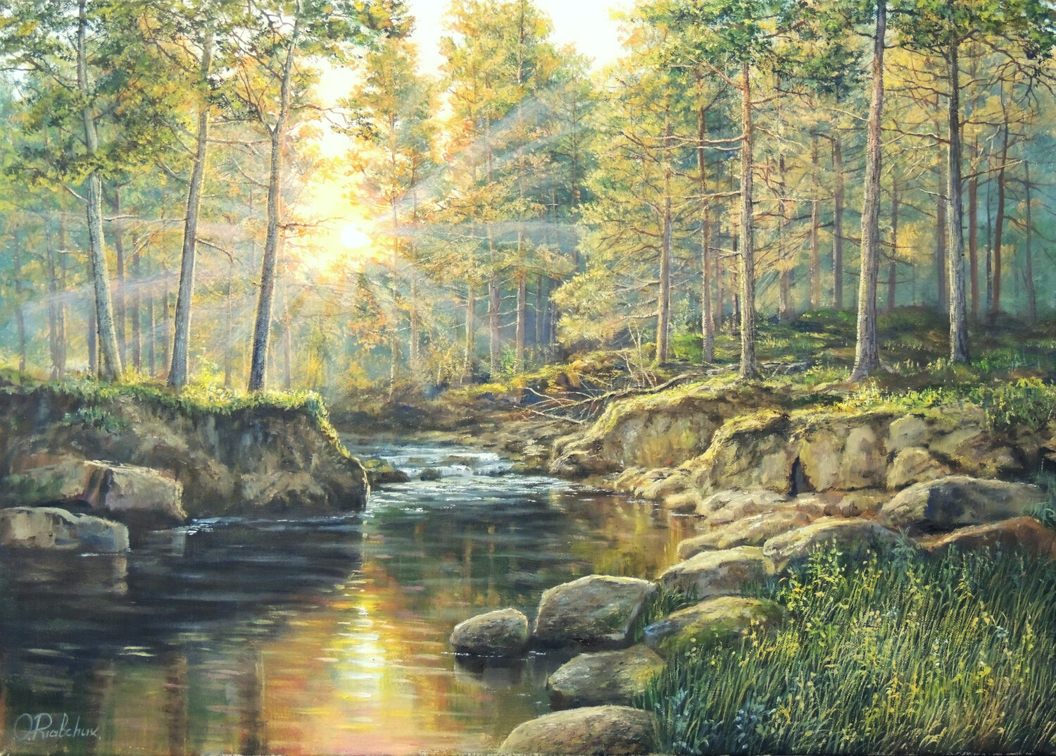 River of Light Oleg Riabchuk Original painting for sale