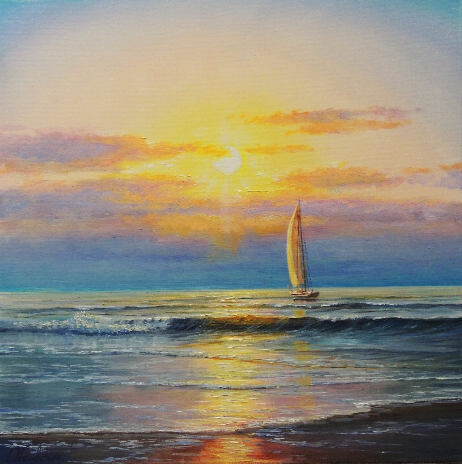 Sailing Toward Tomorrow Oleg Riabchuk Original painting for sale
