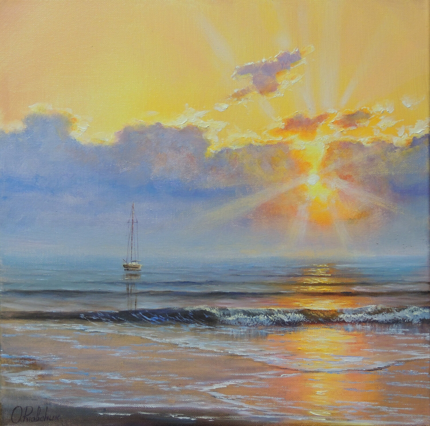 Follow the Light Oleg Riabchuk Original painting for sale