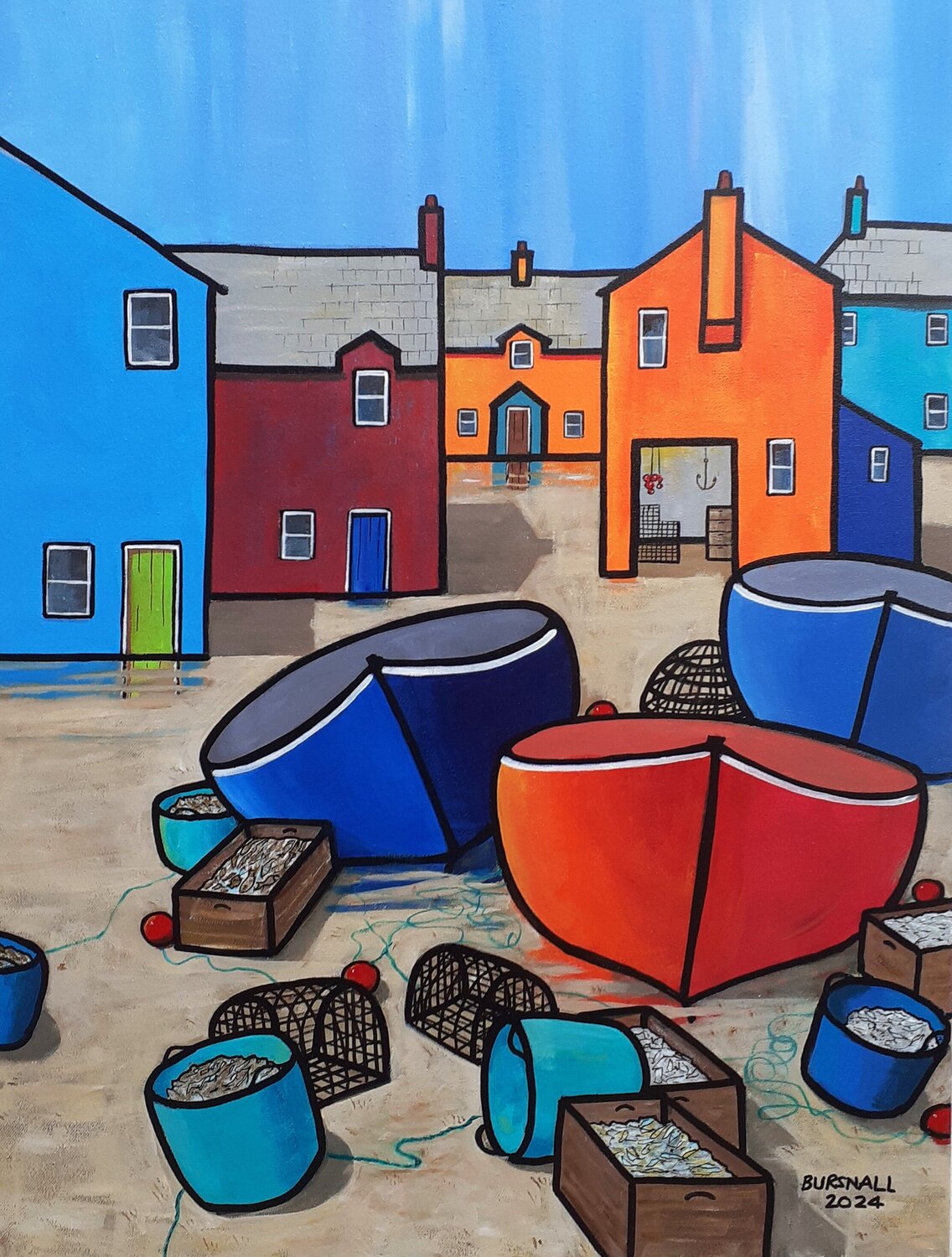 Fish Boxes Paul Bursnall Original painting for sale