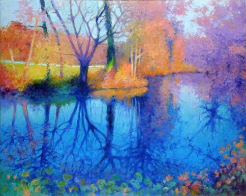 Tree reflections 1. by Richard Mierniczak, Painting for Sale on Select