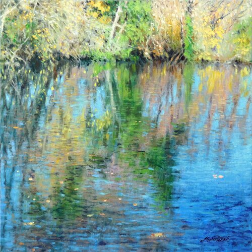 Pond shore by Richard Mierniczak, Painting for Sale on Select