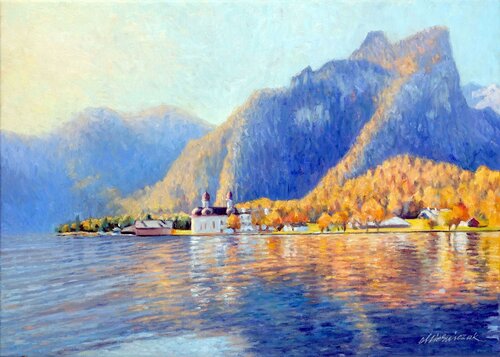 St. Bartholomä 2. (Königssee / Bavaria) by Richard Mierniczak, Painting for Sale on Select