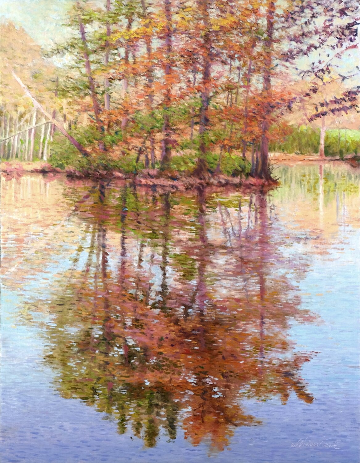 Tree reflections 3. Richard Mierniczak Original painting for sale