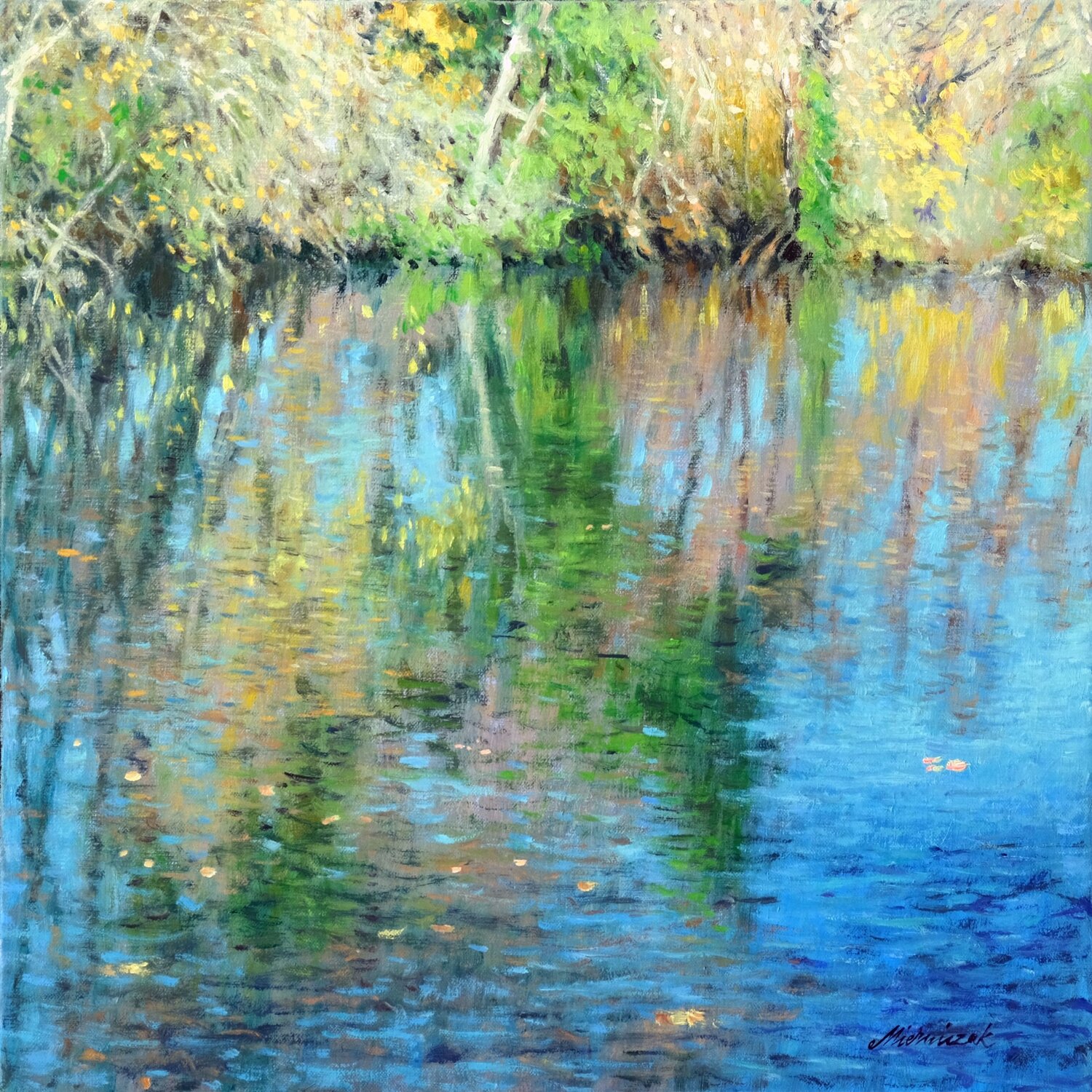 Pond shore Richard Mierniczak Original painting for sale