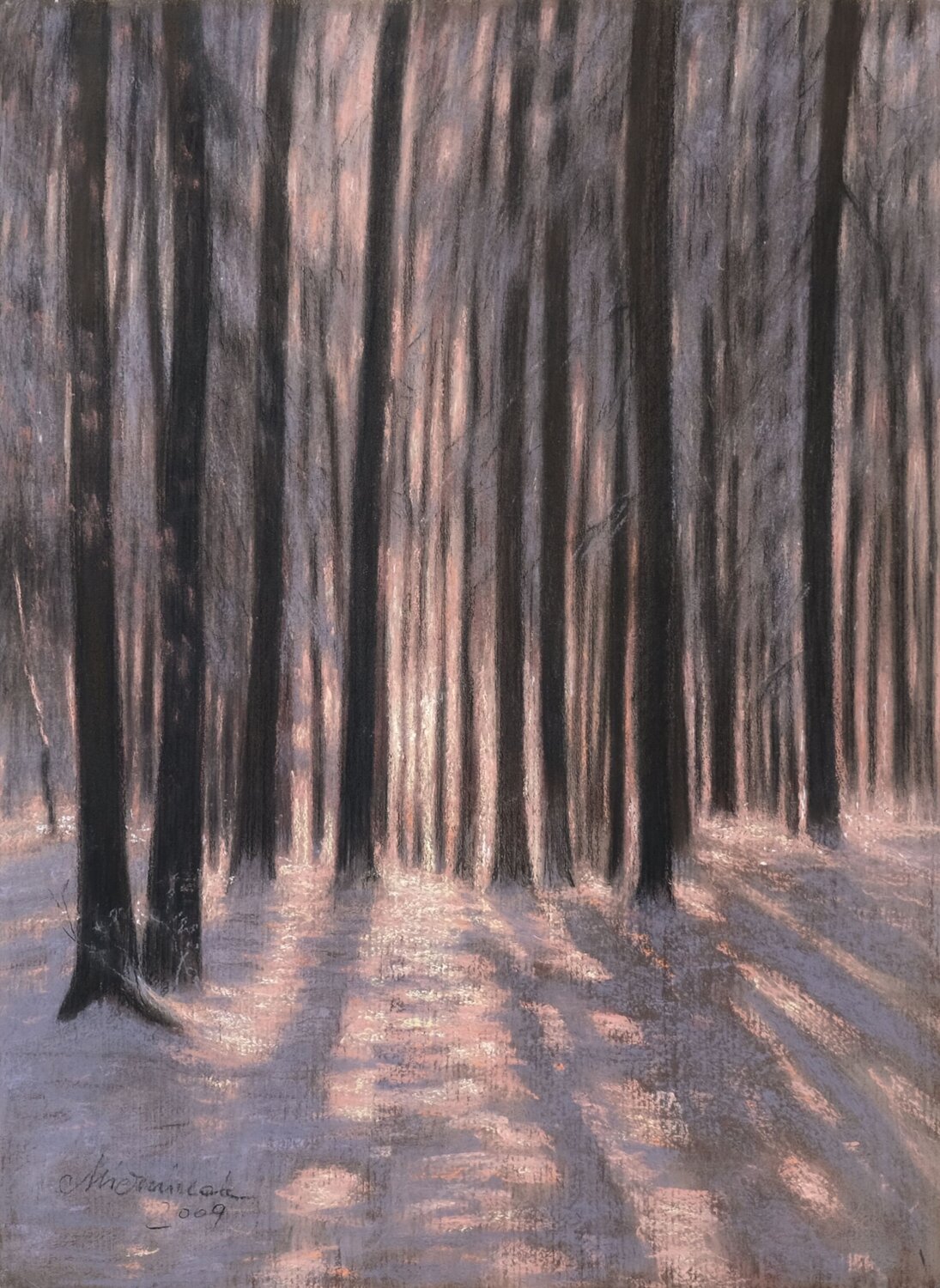 Forest in Winter (Chiemsee) Richard Mierniczak Original painting for sale