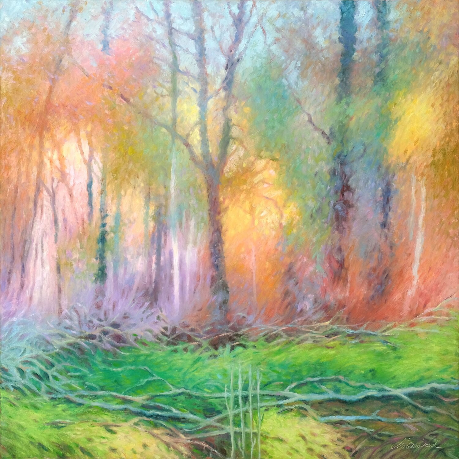 Forest at Baerensee 1. Richard Mierniczak Original painting for sale