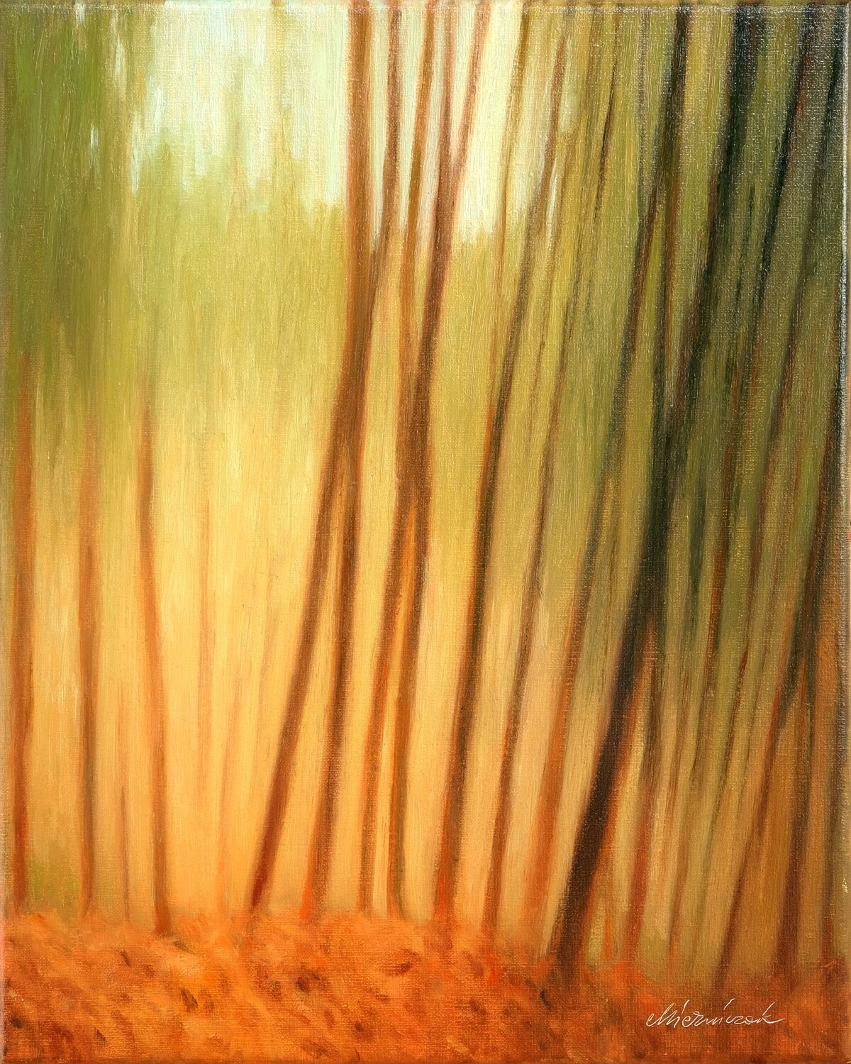 Forest in the evening Richard Mierniczak Original painting for sale
