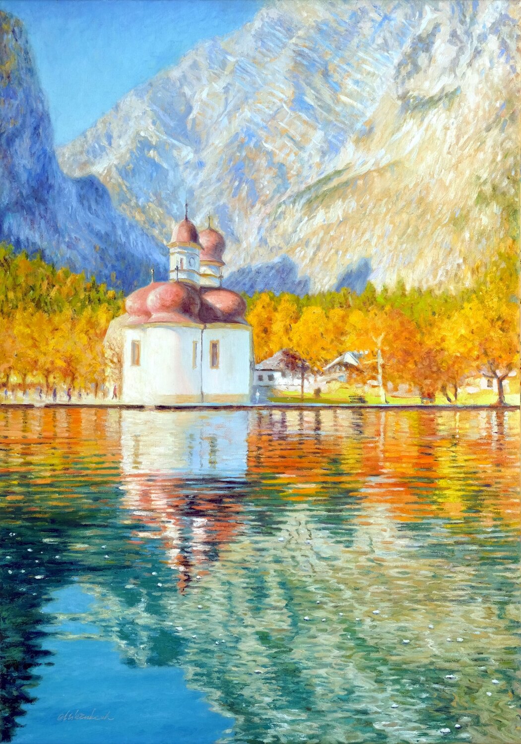 St. Bartholomä (Königssee / Bavaria) Richard Mierniczak Original painting for sale