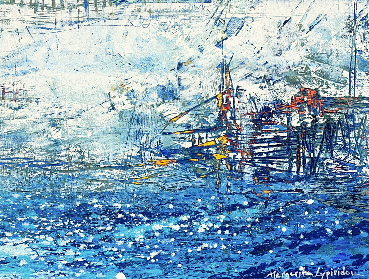 Dripping Blue Margarita Lypiridou Original painting for sale