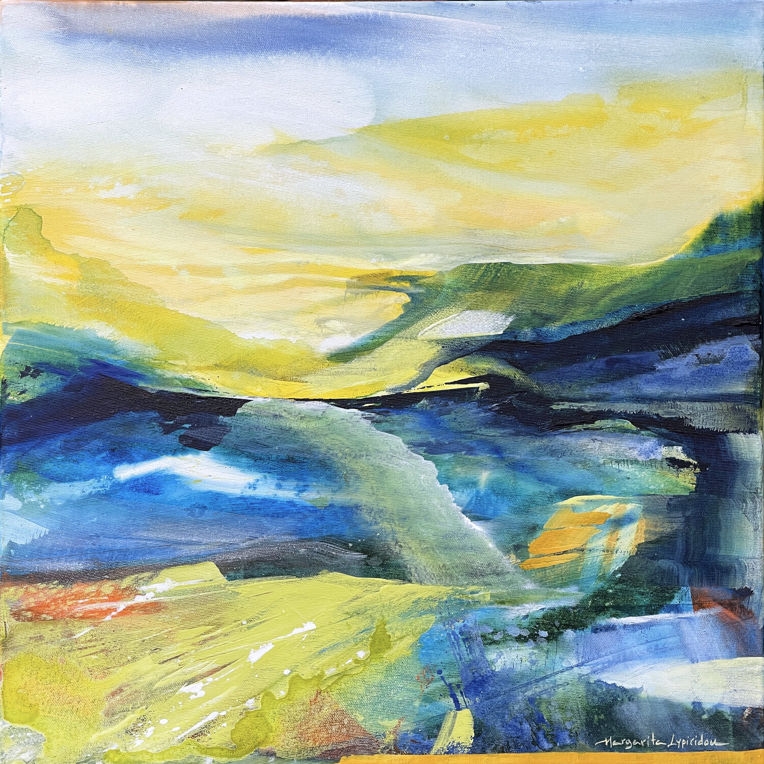 Green Fields Margarita Lypiridou Original painting for sale