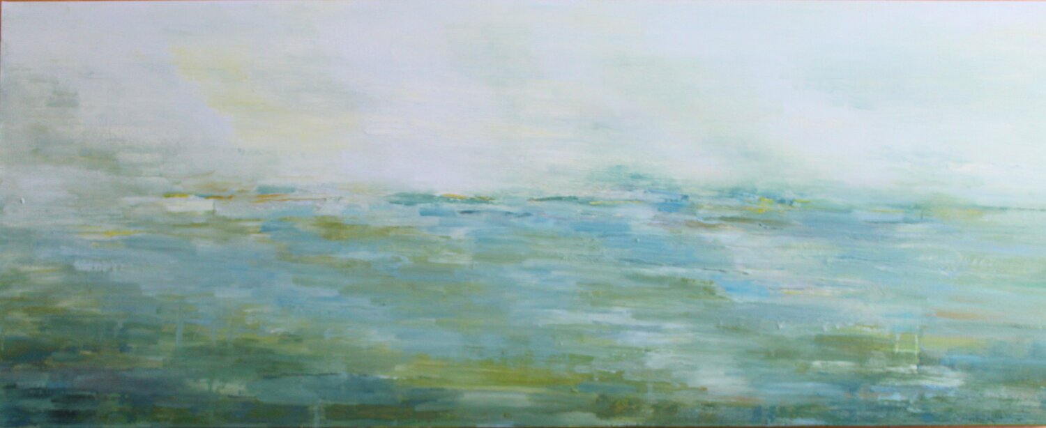 A GRAY GREEN LANDSCAPE Therese O'Keeffe Original painting for sale