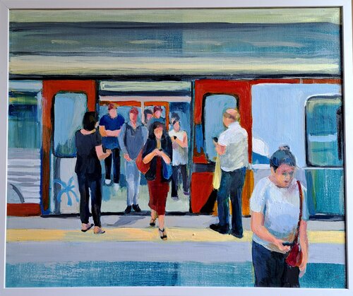 Out of the metro by Luciana Mathioudakis, Painting for Sale on Select
