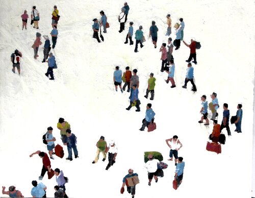 Beijing train station by Luciana Mathioudakis, Painting for Sale on Select