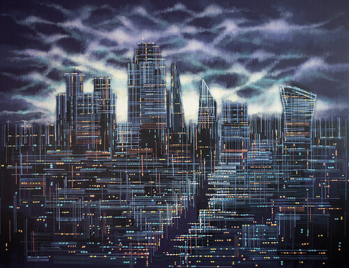 London Skyline At Night by Marc Todd, Painting for Sale on Select