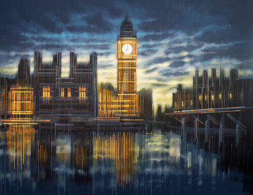 Big Ben London As Night Falls by Marc Todd, Painting for Sale on Select