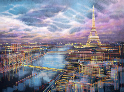 Paris Sky At Sunset by Marc Todd, Painting for Sale on Select