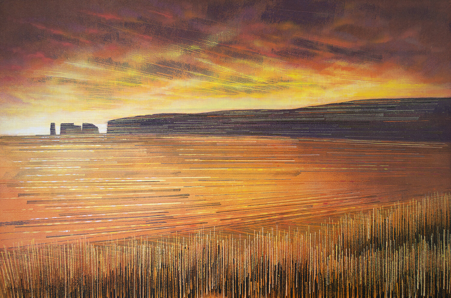 Studland Bay Dorset At Sunset Marc Todd Original painting for sale