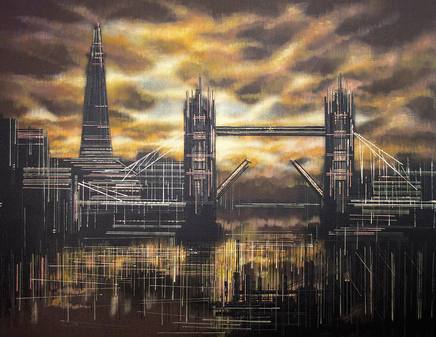 London Tower Bridge Sunset Marc Todd Original painting for sale