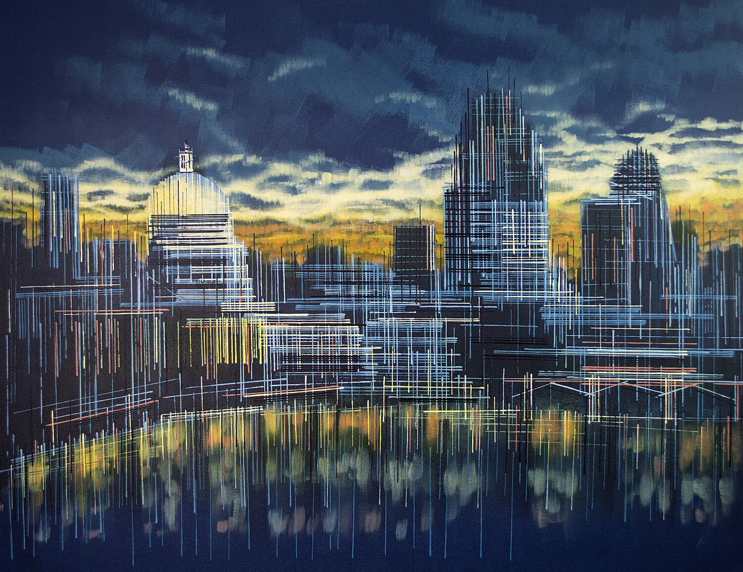 London Skyline At Sunset Marc Todd Original painting for sale