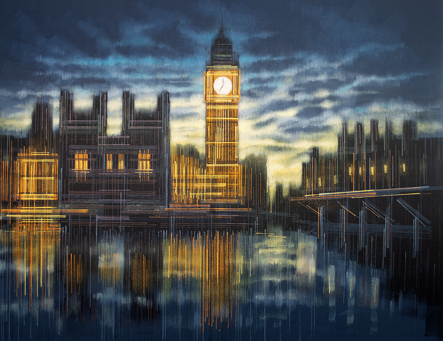 Big Ben London As Night Falls Marc Todd Original painting for sale