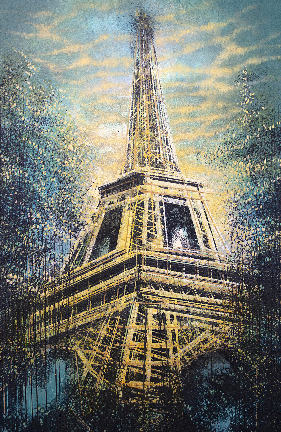 Paris - The Eiffel Tower At Sunset Marc Todd Original painting for sale