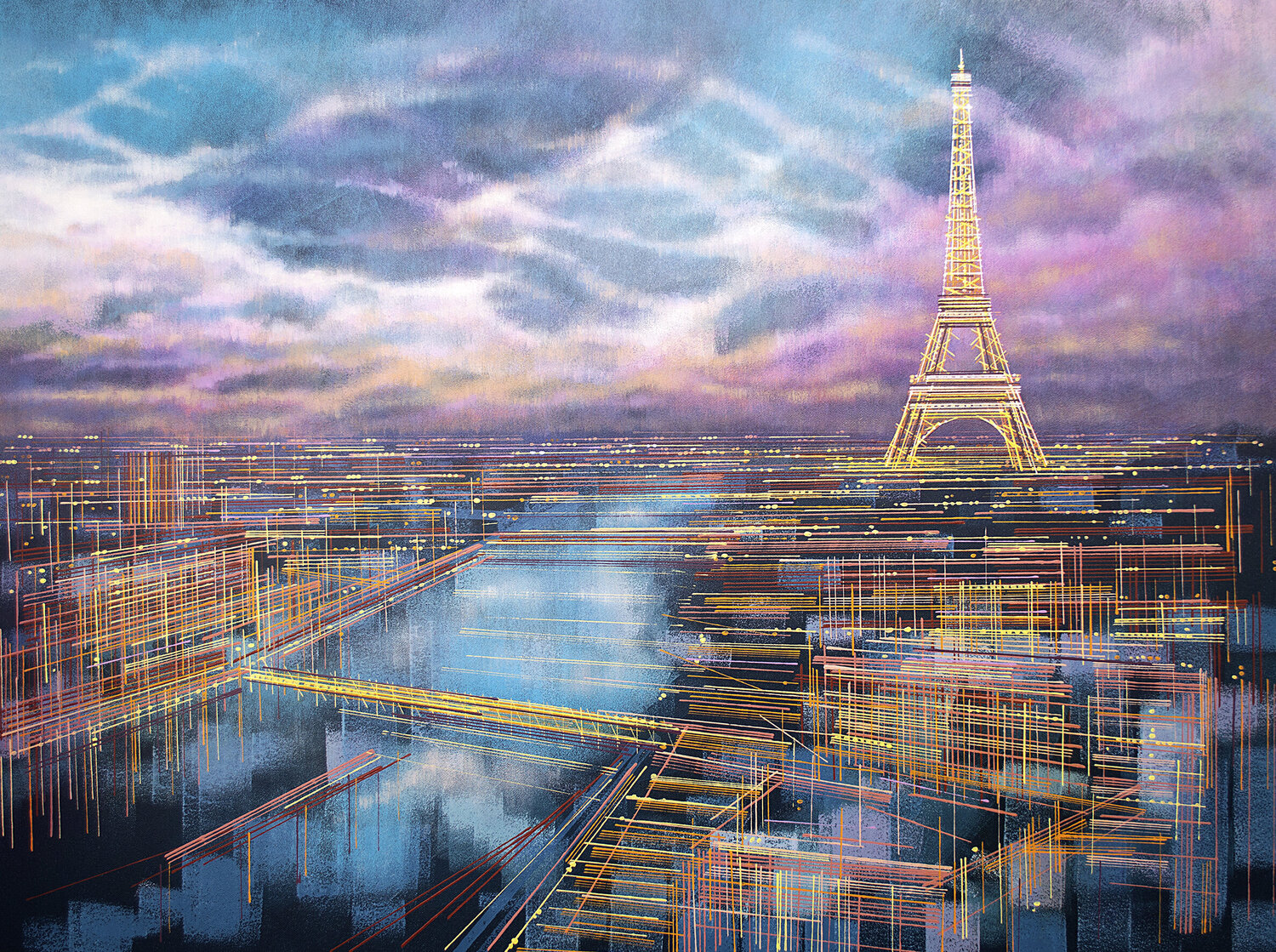 Paris Sky At Sunset Marc Todd Original painting for sale