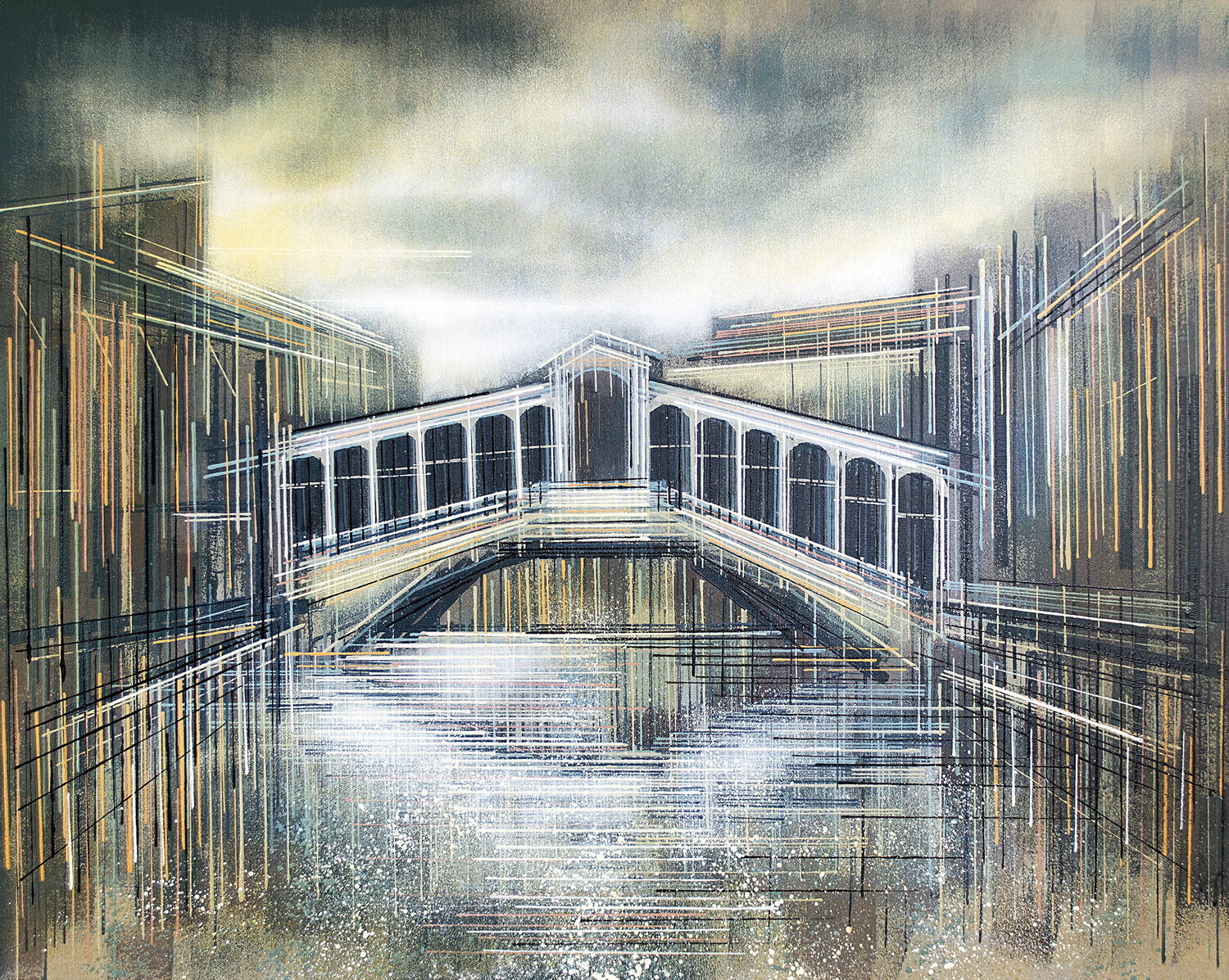 The Rialto Bridge Venice At Sunset Marc Todd Original painting for sale
