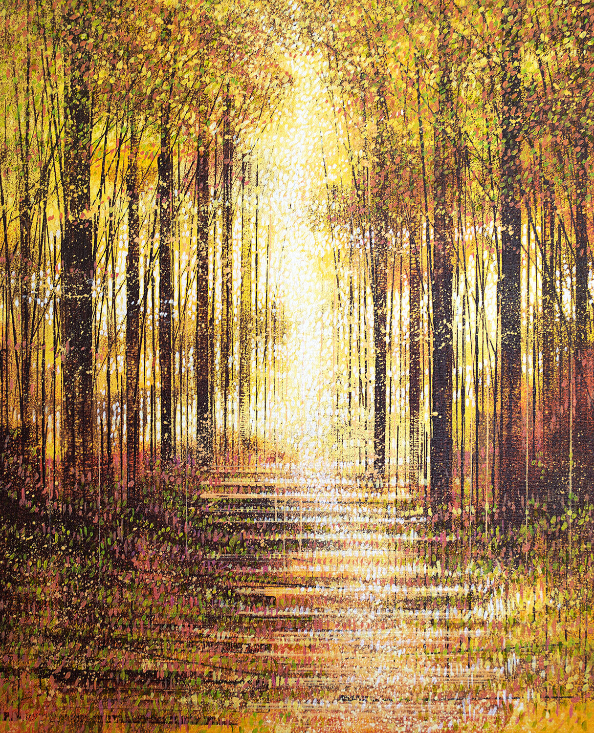 Golden Autumn Forest Path Marc Todd Original painting for sale