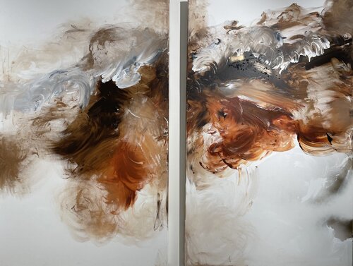 Celestial Diptych: Embracing the Skies by Tiny De Bruin, Painting for Sale on Select