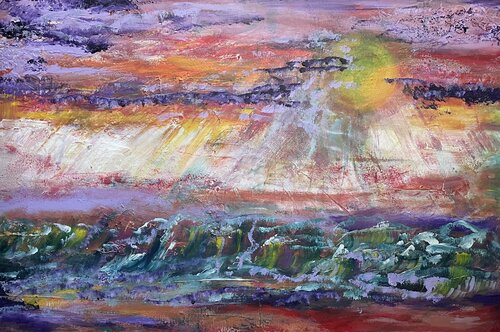 the sea sunset by Tiny De Bruin, Painting for Sale on Select