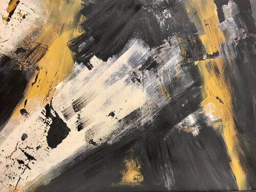 Abstract black ocker abstract by Tiny De Bruin, Painting for Sale on Select