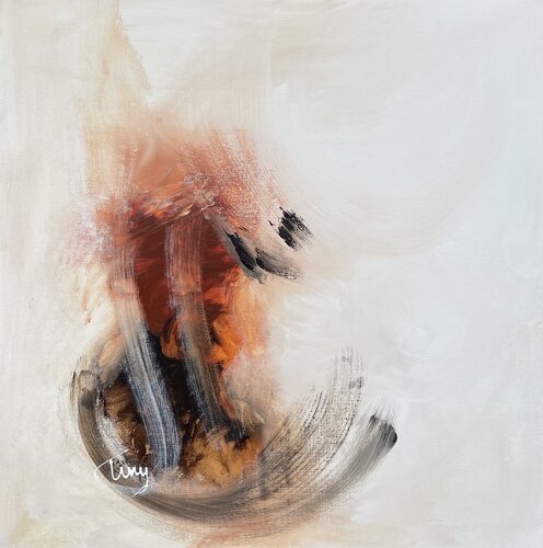 Abstract raw energy in burned sienna 2 by Tiny De Bruin, Painting for Sale on Select