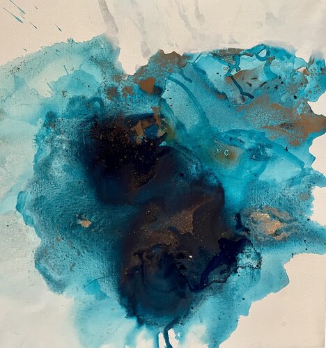 Water in Turqouise and gold by Tiny De Bruin, Painting for Sale on Select