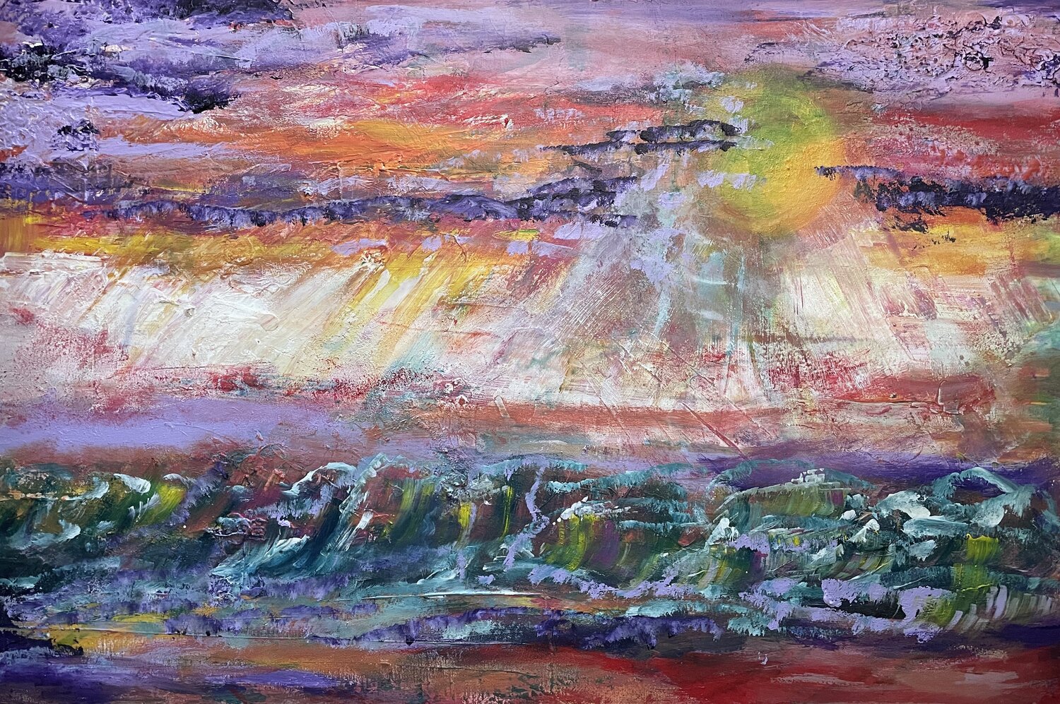 the sea sunset Tiny De Bruin Original painting for sale