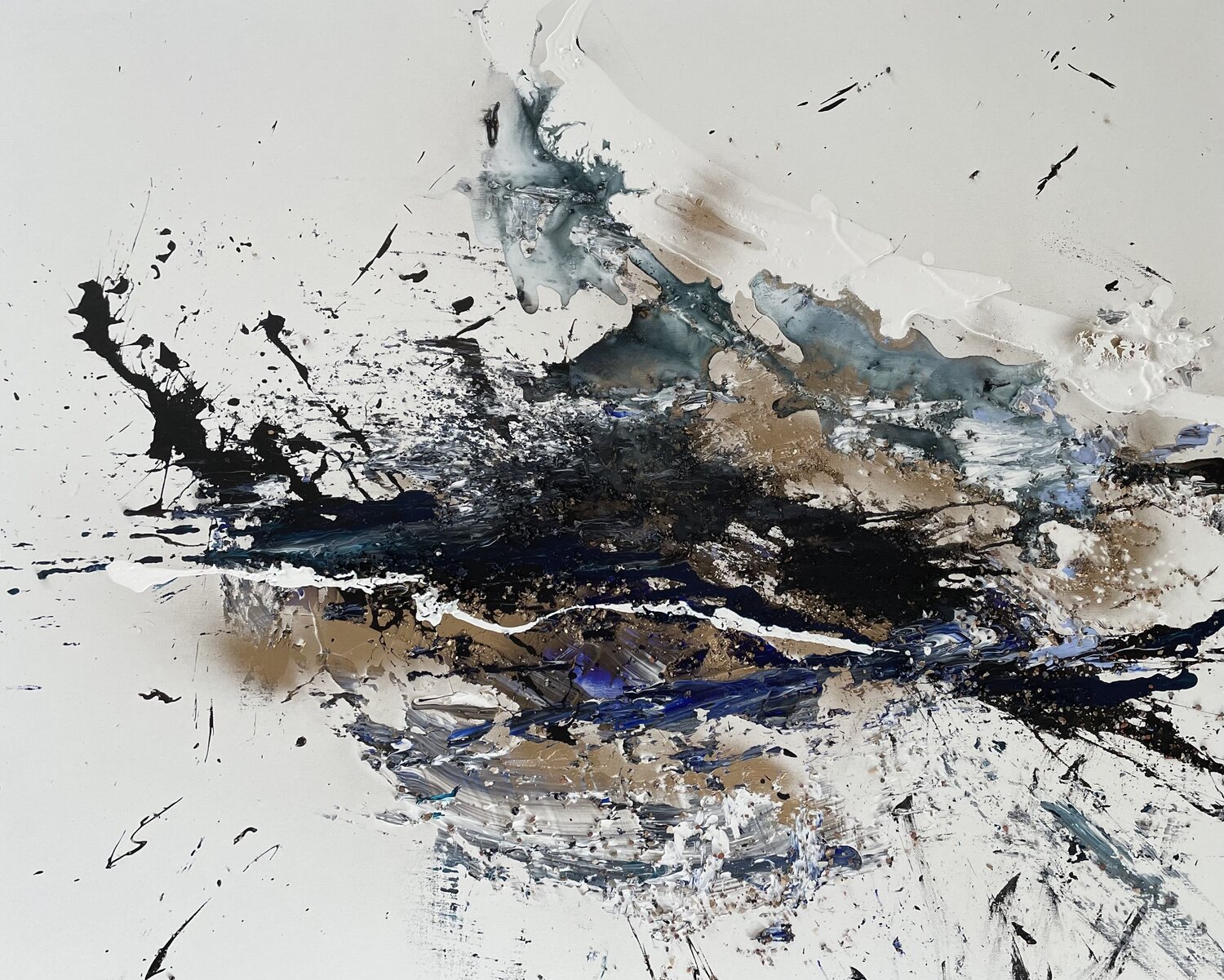 Blue abstract Tiny De Bruin Original painting for sale