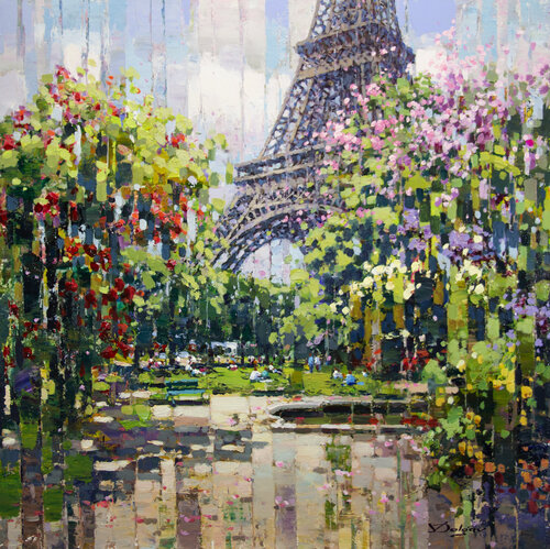 Sunday by the Eiffel tower by Vadim Dolgov, Painting for Sale on Select