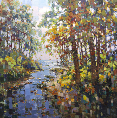 Where the river meets the sea by Vadim Dolgov, Painting for Sale on Select