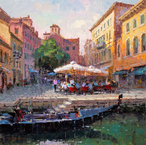 Dinner in Venice by Vadim Dolgov, Painting for Sale on Select