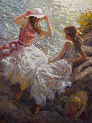 Seaside Serenity by Vadim Dolgov, Painting for Sale on Select
