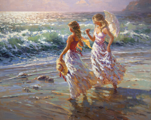 Sunset Waves by Vadim Dolgov, Painting for Sale on Select