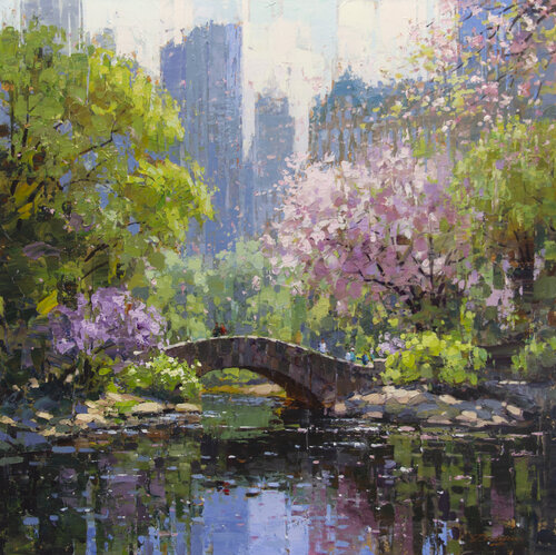 Central Park Blossoms by Vadim Dolgov, Painting for Sale on Select
