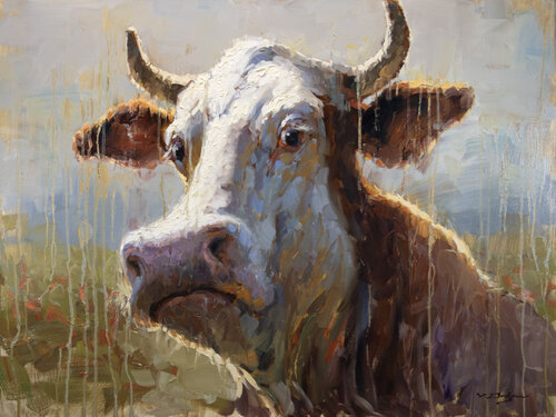 Wondering cow by Vadim Dolgov, Painting for Sale on Select